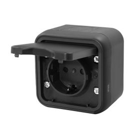 Kültéri földelt dugaszolóaljzat, antracit