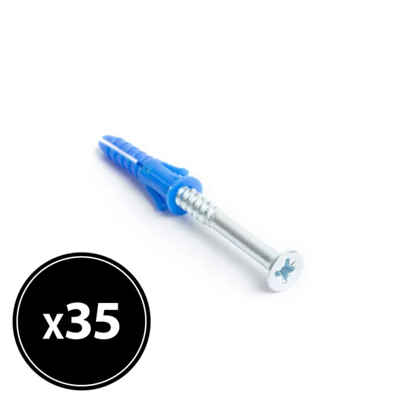 Tipli + csavar - 6 x 30 mm - 35 db / csomag Tipli + csavar - 6 x 30 mm - 35 db / csomag