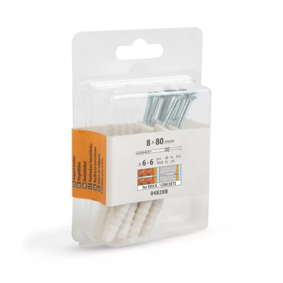 Beütődűbel - 8 x 80 mm - 6 db / csomag Beütődűbel - 8 x 80 mm - 6 db / csomag