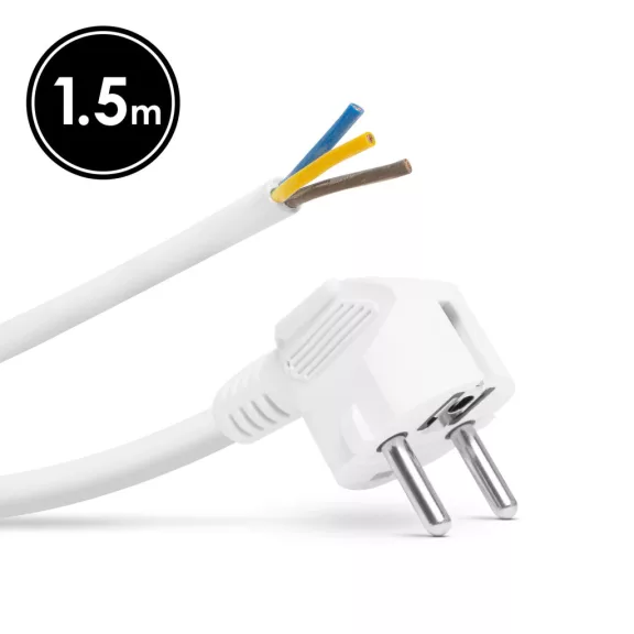 Hálózati szerelhető tápkábel dugóval - 1,5 m kábellel - 3 x 1,5 mm² - fehér Hálózati szerelhető tápkábel dugóval - 1,5 m kábellel - 3 x 1,5 mm² - fehér