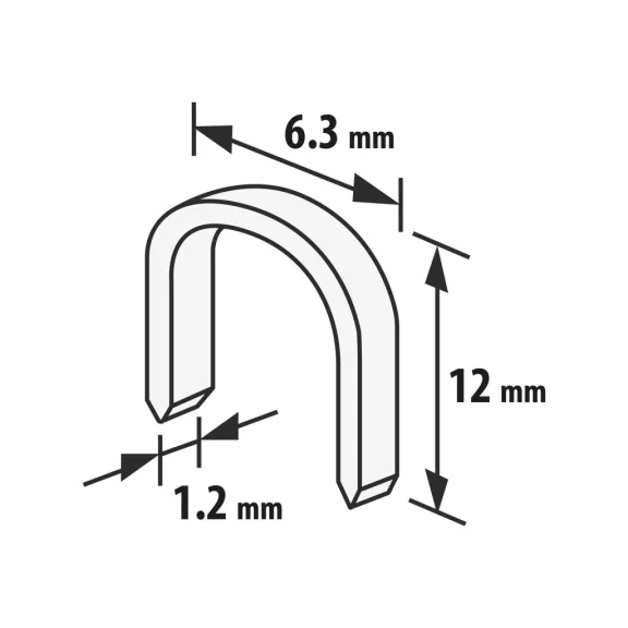 Tűzőkapocs - 1,2 x 6,3 x 12 mm - 1000 db Tűzőkapocs - 1,2 x 6,3 x 12 mm - 1000 db