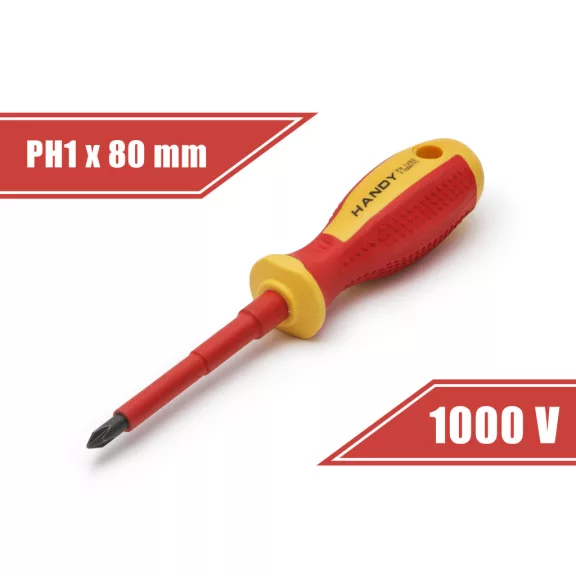 Csavarhúzó - PH1 x 4,5 x 80 mm - 1000V-ig szigetelt Csavarhúzó - PH1 x 4,5 x 80 mm - 1000V-ig szigetelt