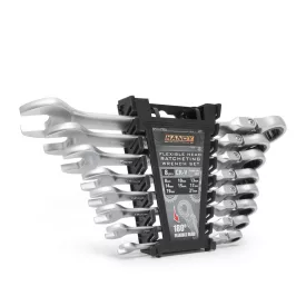   Racsnis csillag-villáskulcs készlet - 8,10,13,14,15,17,19, 21 mm - flexibilis fejjel