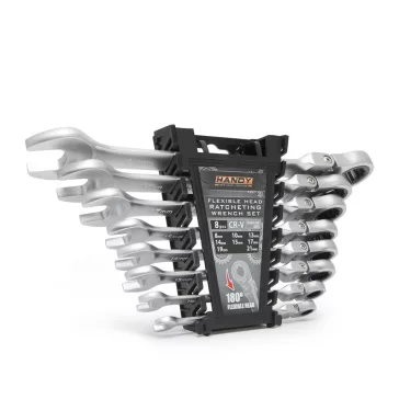   Racsnis csillag-villáskulcs készlet - 8,10,13,14,15,17,19, 21 mm - flexibilis fejjel
