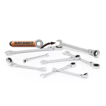   Racsnis csillag-villáskulcs készlet - 8,10,13,14,15,17,19, 21 mm - flexibilis fejjel