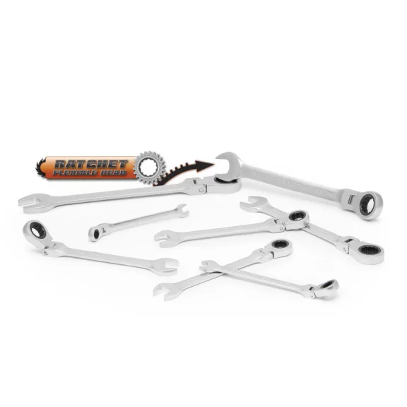 Racsnis csillag-villáskulcs készlet - 8,10,13,14,15,17,19, 21 mm - flexibilis fejjel Racsnis csillag-villáskulcs készlet - 8,10,13,14,15,17,19, 21 mm - flexibilis fejjel