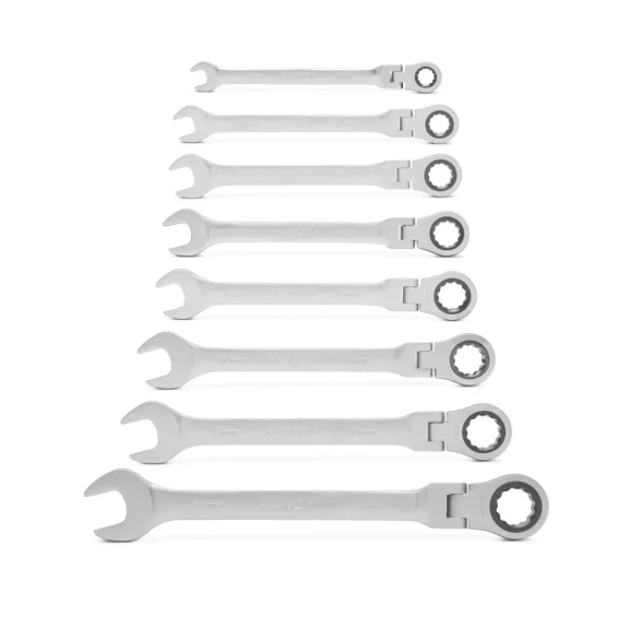 Racsnis csillag-villáskulcs készlet - 8,10,13,14,15,17,19, 21 mm - flexibilis fejjel Racsnis csillag-villáskulcs készlet - 8,10,13,14,15,17,19, 21 mm - flexibilis fejjel