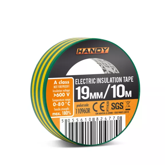 Szigetelőszalag - 19 mm · 10 m - zöld / sárga Szigetelőszalag - 19 mm · 10 m - zöld / sárga