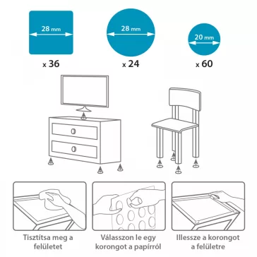 Öntapadós filcpárna fehér 120 db / csomag