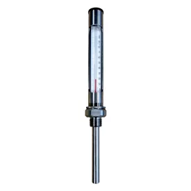   Ipari kis egyenes hőmérő teljes rozsdamentes fémtokkal 0+100°C 100mm
