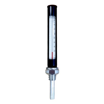 Ipari kis egyenes fémtokos hőmérő alumínium benyúlóval 0-160°C 63mm