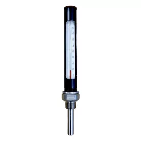   Ipari kis egyenes fémtokos hőmérő rozsdamentes benyúlóval 0-160°C 63mm