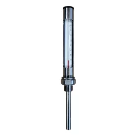   Ipari kis egyenes hőmérő teljes rozsdamentes fémtokkal 0-160°C 100mm