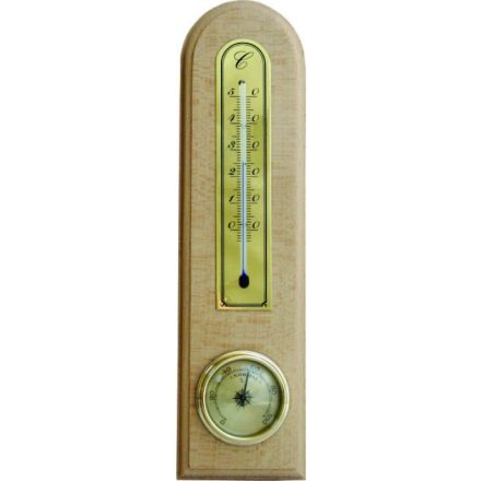 Szoba hőmérő + páratartalom mérő  natúr fa színű hátlappal 2001 
