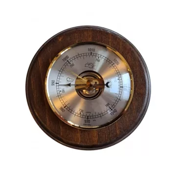   Barométer 3002 Dió színű fa hátlapon. Teljes méret Ø 140 mm.Műszer Ø 95 mm..