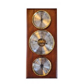   Barométer kombináció (légynyomásmérő, hőmérő és páratartalom mérő)Cseresznye színű hátlapon.Teljes mérete: 270x120.mm