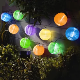   Szolár lampion fényfüzér - 10 db fehér lampion, hidegfehér LED - 2,5 m