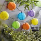 Szolár lampion fényfüzér - 10 db fehér lampion, hidegfehér LED - 2,5 m