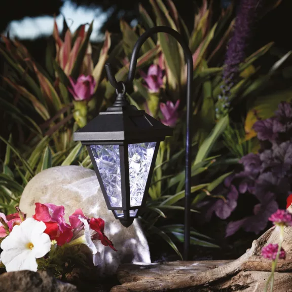 LED-es szolár lámpa - kandeláber - 80 cm - fekete - hidegfehér LED-es szolár lámpa - kandeláber - 80 cm - fekete - hidegfehér