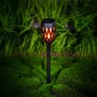 LED-es szolár lámpa - leszúrható / fali / szabadonálló - lángeffekt - 12 sárga LED - 90 x 410 mm
