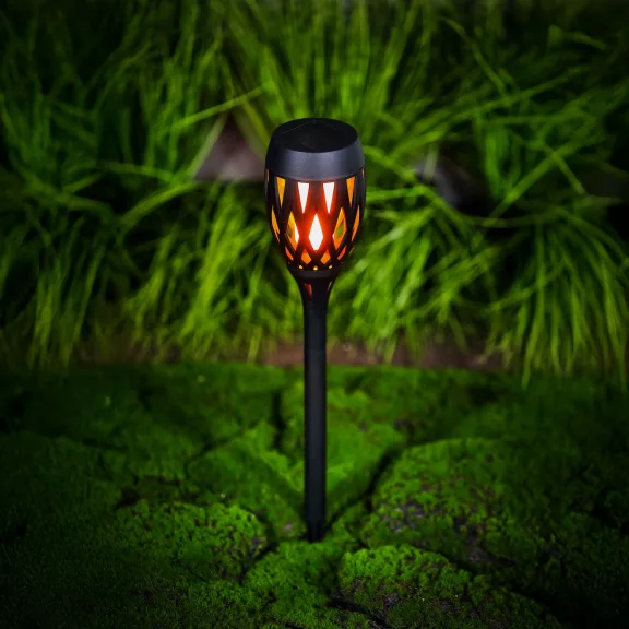 LED-es szolár lámpa - leszúrható / fali / szabadonálló - lángeffekt - 12 sárga LED - 90 x 410 mm LED-es szolár lámpa - leszúrható / fali / szabadonálló - lángeffekt - 12 sárga LED - 90 x 410 mm