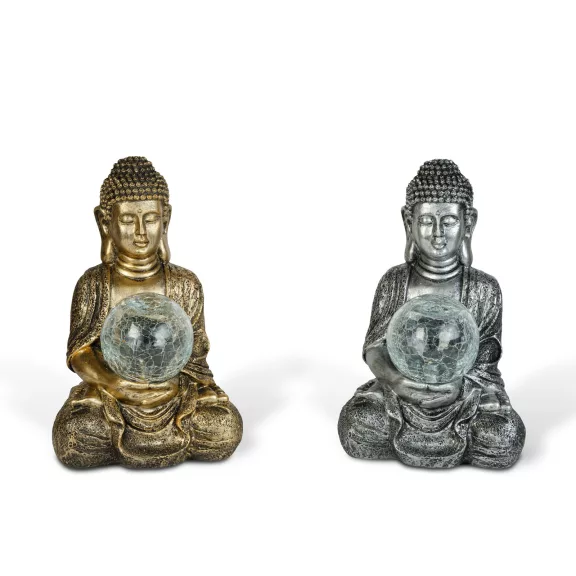 Szolár Buddha - 1 melegfehér LED - műgyanta - 17 x 15 x 26 cm - 2 féle Szolár Buddha - 1 melegfehér LED - műgyanta - 17 x 15 x 26 cm - 2 féle