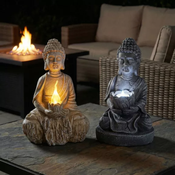 Szolár Buddha gyertyával - 1 melegfehér LED - 12,5 x 8,5 x 19 cm Szolár Buddha gyertyával - 1 melegfehér LED - 12,5 x 8,5 x 19 cm