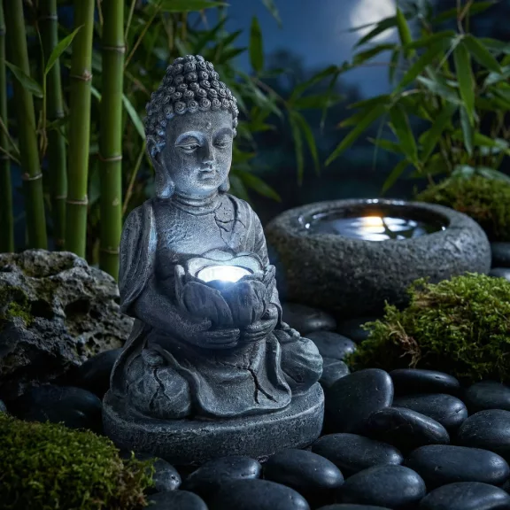 Szolár Buddha gyertyával - 1 melegfehér LED - 12,5 x 8,5 x 19 cm Szolár Buddha gyertyával - 1 melegfehér LED - 12,5 x 8,5 x 19 cm