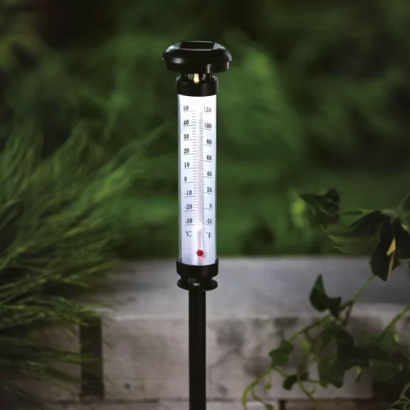 Szolár kerti hőmérő - hidegfehér LED - 6,3 x 44,5 cm Szolár kerti hőmérő - hidegfehér LED - 6,3 x 44,5 cm