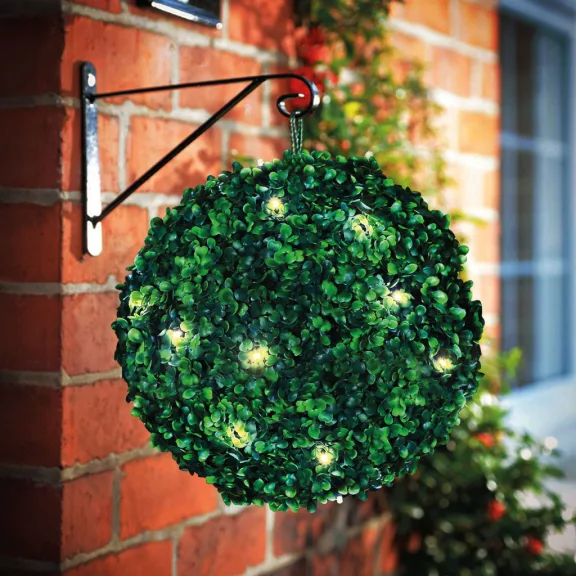 Szolár bukszus - felakasztható - 25 cm - 20 melegfehér LED Szolár bukszus - felakasztható - 25 cm - 20 melegfehér LED