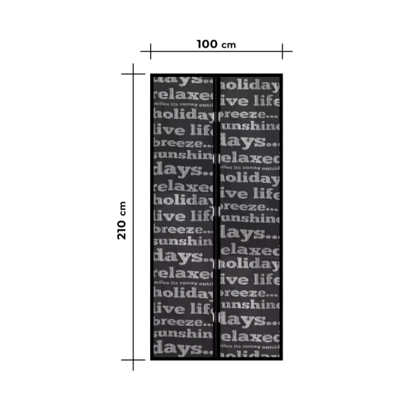 Szúnyogháló függöny ajtóra - mágneses - 100 x 210 cm - feliratos