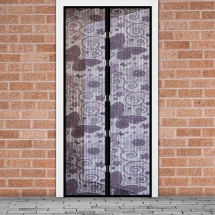 Rovarháló függöny ajtóra mágneses,lila pillangós mintás  100x210 cm, Delight 11398G