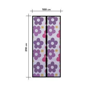   Szúnyogháló függöny ajtóra - mágneses - 100 x 210 cm - színes virágos