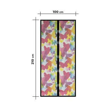   Szúnyogháló függöny ajtóra - mágneses - 100 x 210 cm - színes pillangós