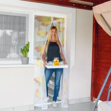   Szúnyogháló függöny ajtóra - mágneses - 100 x 210 cm - sárga pillangós