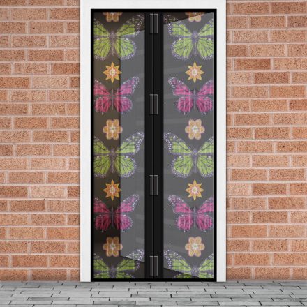 Szúnyogháló függöny ajtóra - mágneses - 100 x 210 cm - virágos pillangós