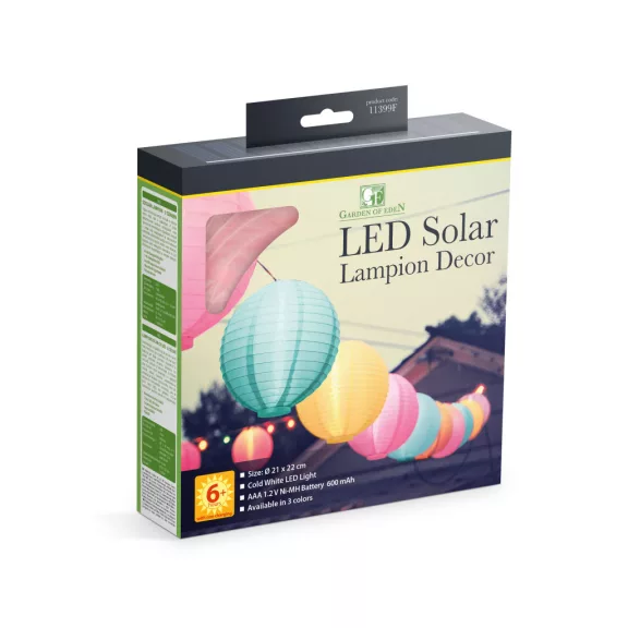 Szolár lampion - 3 színben - hidegfehér LED - 21 cm Szolár lampion - 3 színben - hidegfehér LED - 21 cm