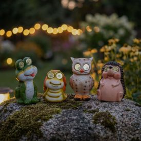   Szolár állatfigurák - 4 féle - mozgó szemekkel - 104 x SMD LED - 20 cm