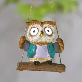   Felakasztható szolár dekoráció - bagoly - 2 fehér LED - 10 x 6 x 28 cm