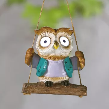  Felakasztható szolár dekoráció - bagoly - 2 fehér LED - 10 x 6 x 28 cm