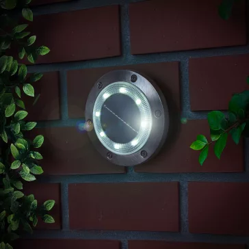   LED-es leszúrható / fali szolár lámpa - kör alakú - SMD LED - hidegfehér - 12 cm