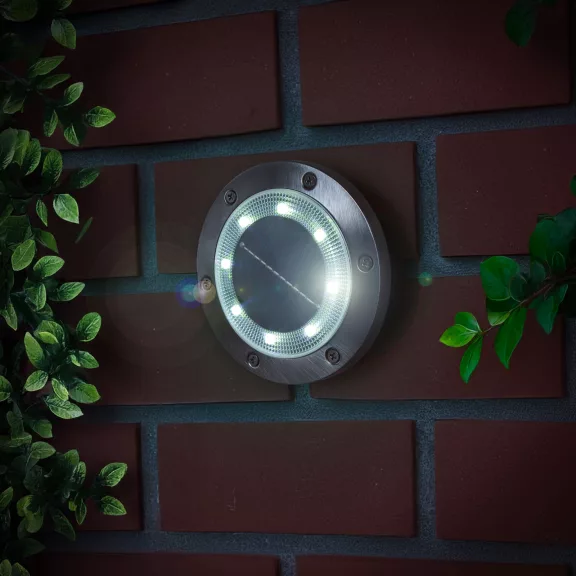 LED-es leszúrható / fali szolár lámpa - kör alakú - SMD LED - hidegfehér - 12 cm LED-es leszúrható / fali szolár lámpa - kör alakú - SMD LED - hidegfehér - 12 cm