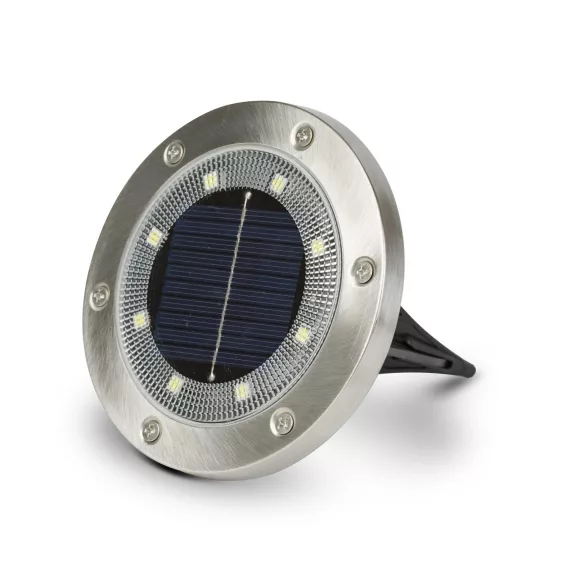 LED-es leszúrható / fali szolár lámpa - kör alakú - SMD LED - hidegfehér - 12 cm LED-es leszúrható / fali szolár lámpa - kör alakú - SMD LED - hidegfehér - 12 cm