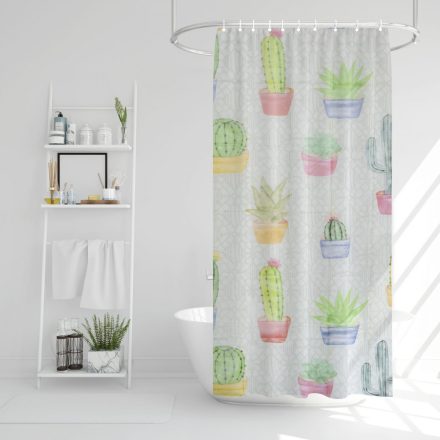 Zuhanyfüggöny - kaktusz mintás - 180 x 180 cm 11528E