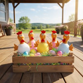 Textil dekoráció - csirke - 23 cm - 5 féle