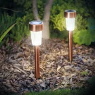 LED-es kültéri szolár lámpa 190 x 45 mm fém, rozéarany