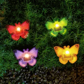   Leszúrható LED szolár - pillangók - színes - fekete - műanyag - 9 x 9 x 8,5 cm 4 féle