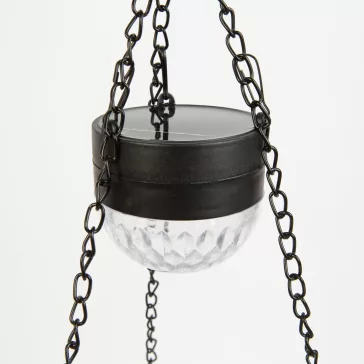   Felakasztható LED szolár - virág kaspó - fekete - műanyag - 26 x 16 cm