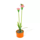 Szolár színes virág - 8 x 8 x 32 cm - 10 melegfehér LED - piros