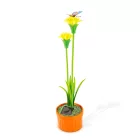 Szolár színes virág - 8 x 8 x 32 cm - 10 melegfehér LED - sárga